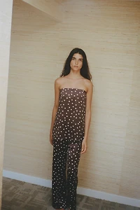 STRAPLESS SATIN EFFECT TOP