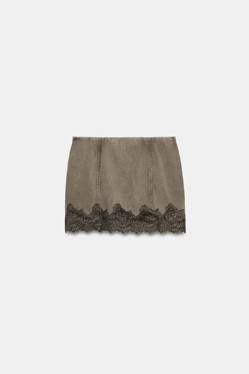 WASHED LACE EFFECT SKIRT