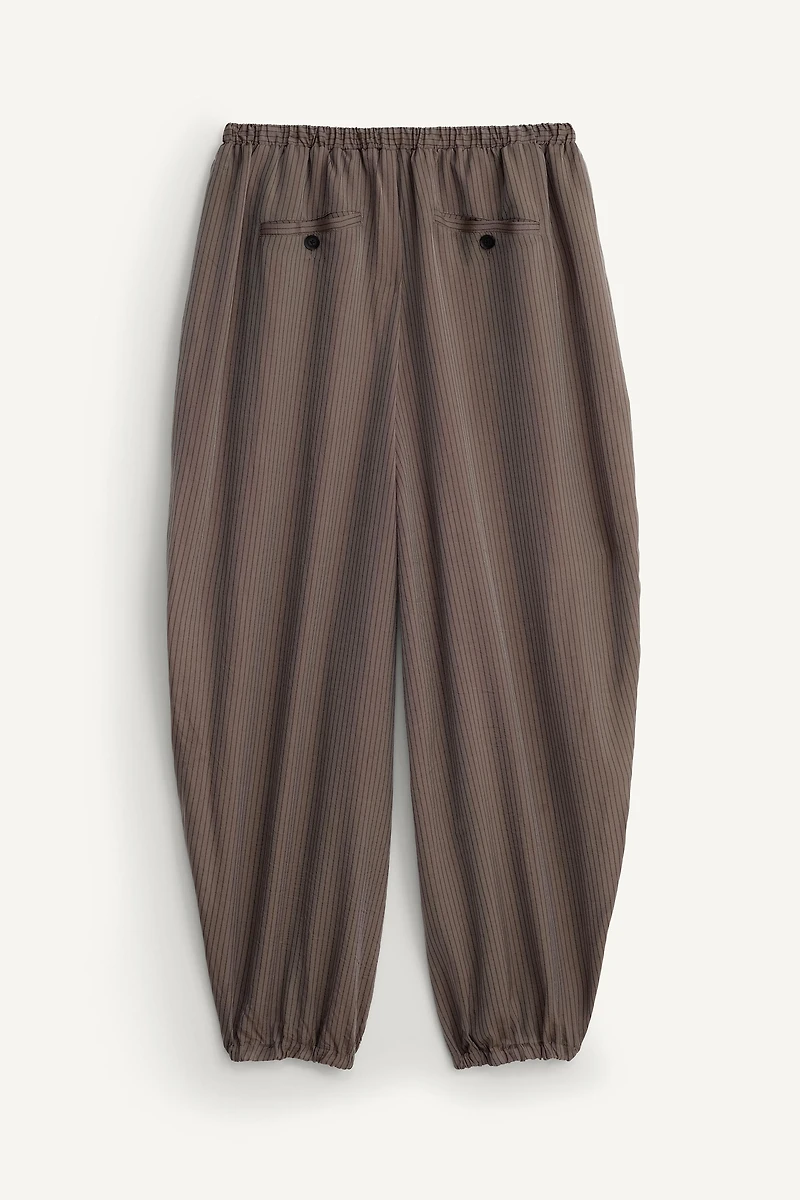 PANTALON BALLON À RAYURES EN VISCOSE ET CUPRO