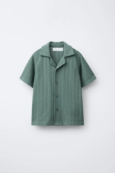 CUT KNIT SPREAD COLLAR SHIRT