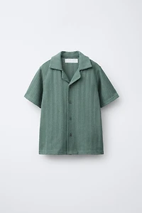 CUT KNIT SPREAD COLLAR SHIRT