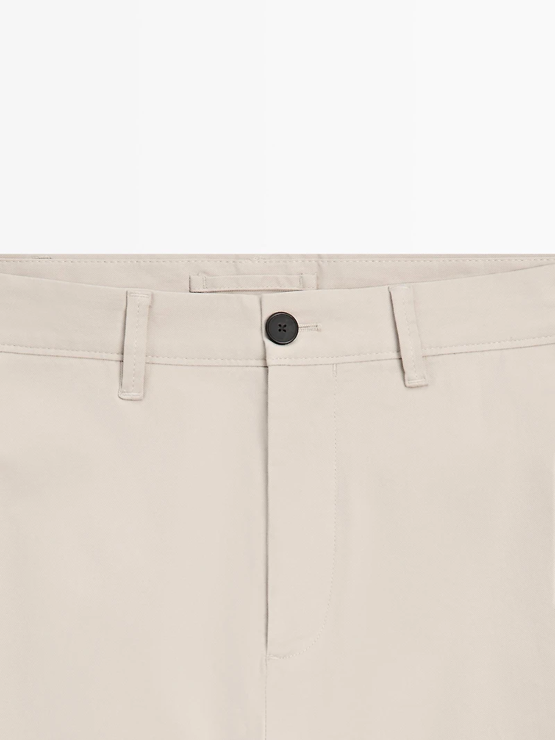 Cotton blend slim fit pants