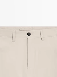 Cotton blend slim fit pants