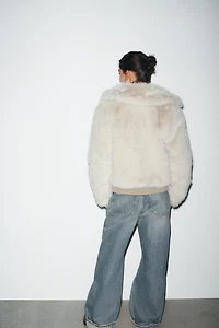 FAUX FUR ZIP-UP SHORT COAT