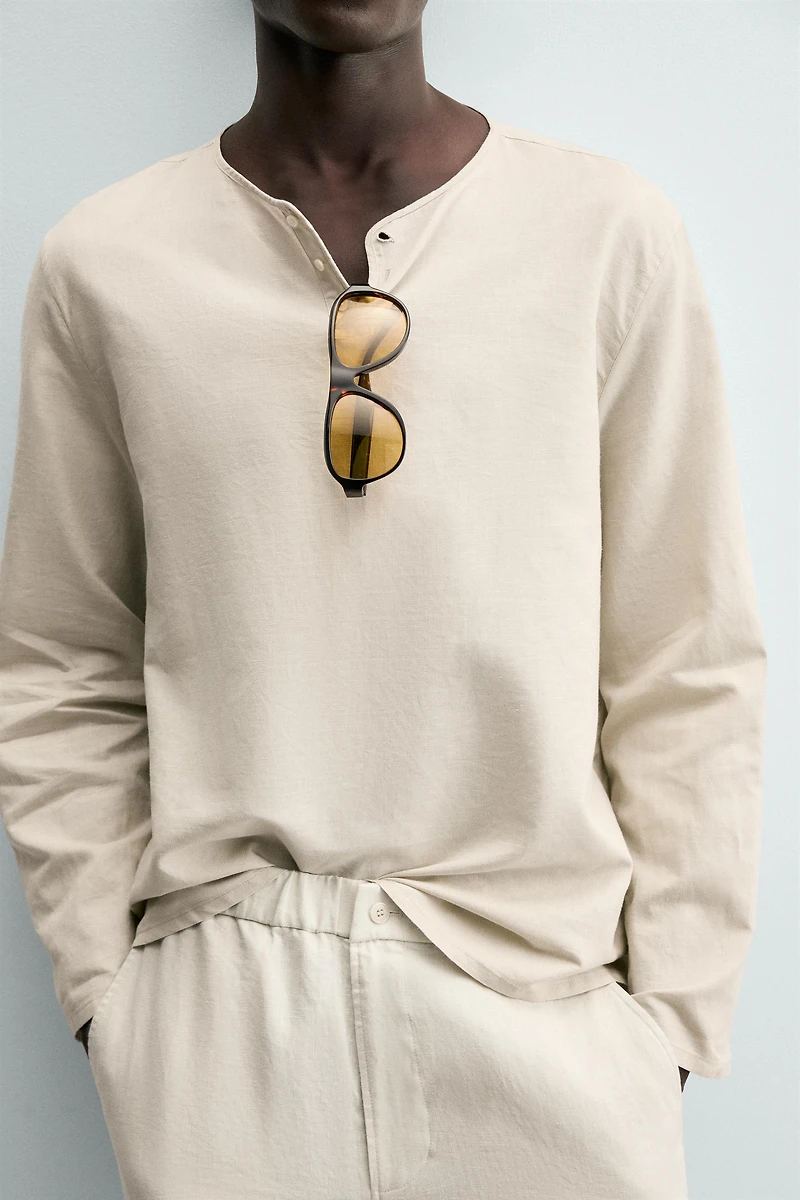 HEMP - COTTON HENLEY SHIRT
