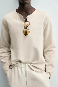 HEMP - COTTON HENLEY SHIRT