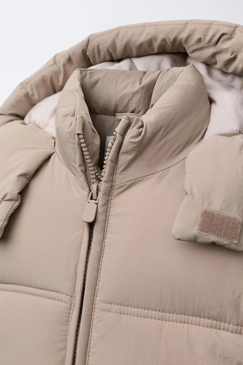 WATER REPELLENT HOODED PUFFER COAT