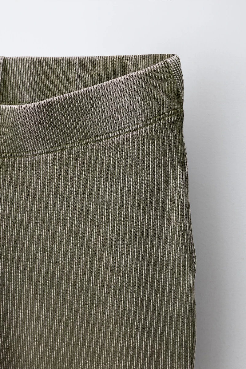 HEAVY WEIGHT T-SHIRT AND WASHED EFFECT RIB FLARE LEGGINGS SET