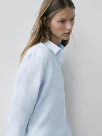 Flowing pinstriped 100% linen shirt
