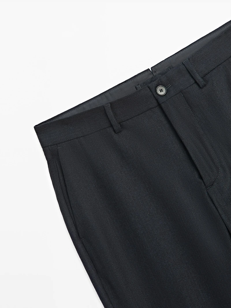 100% wool corduroy-effect flannel trousers