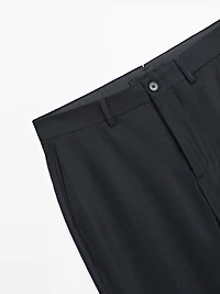 100% wool corduroy-effect flannel trousers