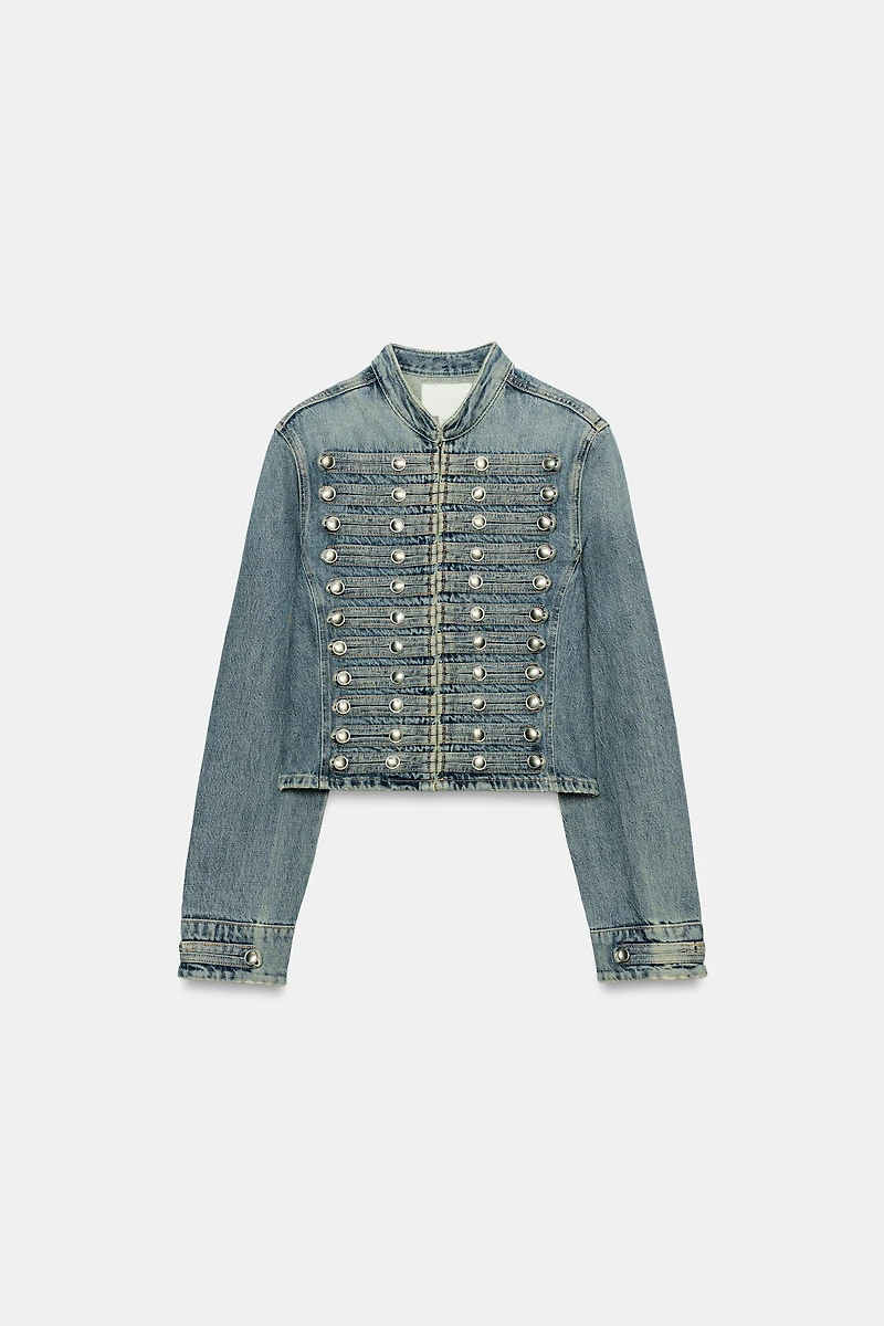 VESTE EN DENIM TRF AJUSTÉE À BOUTONS