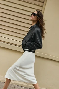 BELTED PENCIL MIDI SKIRT