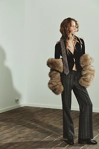 FAUX SUEDE SHIRT WITH TIES