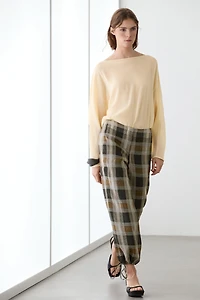 Check print sarouel trousers