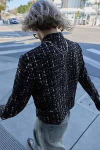 METALLIC THREAD TEXTURED BLAZER