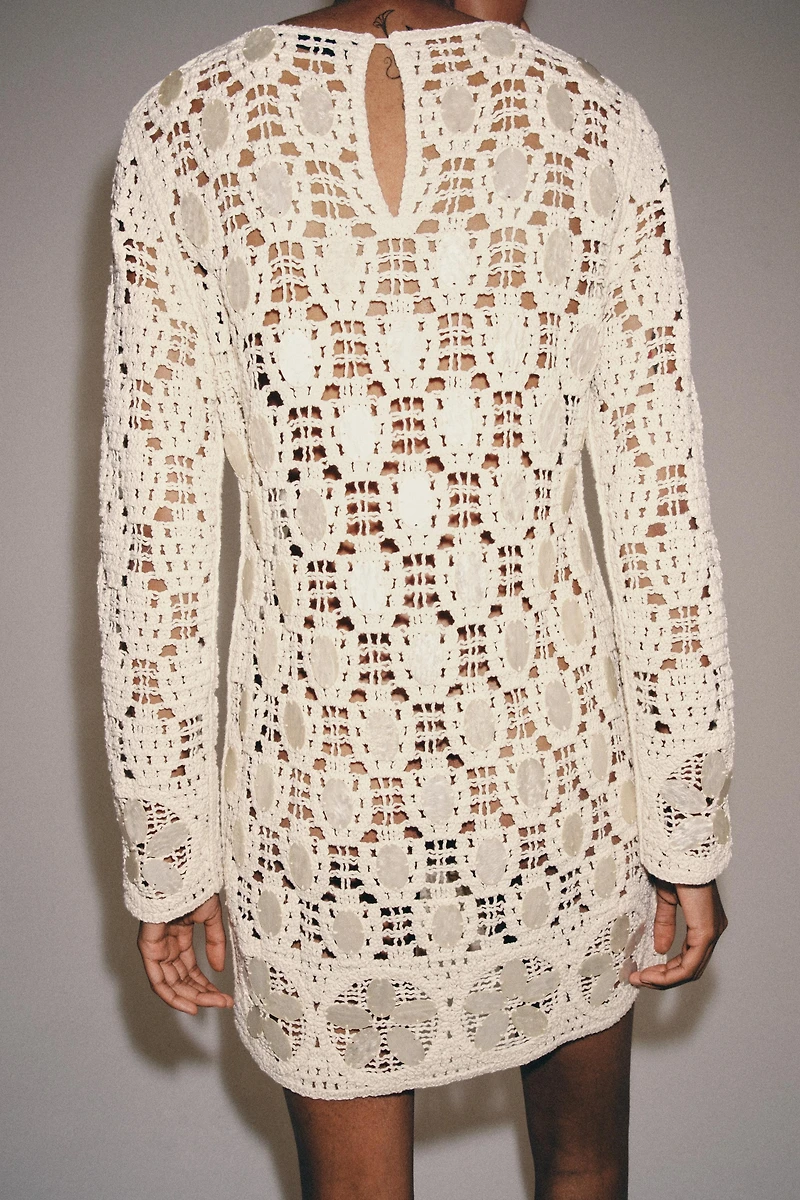 BEADED OPEN-KNIT DRESS