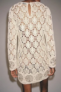 BEADED OPEN-KNIT DRESS