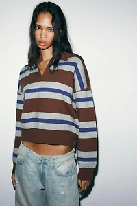 STRIPED POLO SWEATER