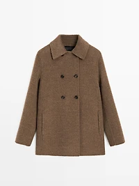 Manteau double boutonnage en laine mélangée