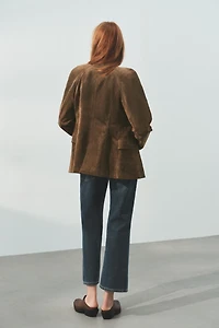 BLOUSON AJUSTÉ 100% CUIR DAIM