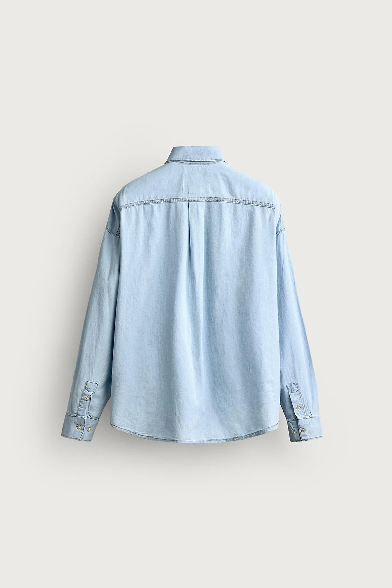 LIGHTWEIGHT WASHED DENIM SHIRT