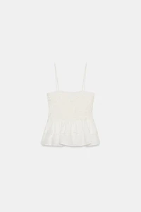 SMOCKED PEPLUM TOP