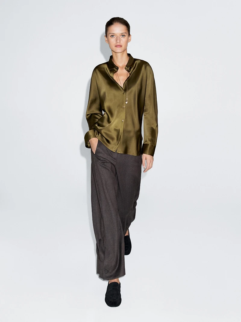Satin shirt with batwing sleeves
