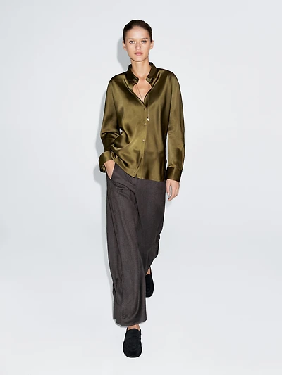 Satin shirt with batwing sleeves