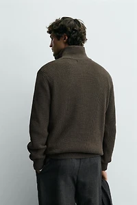 PURL KNIT ZIP-UP JUMPER