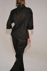 ZW COLLECTION 100% LINEN FLARE PANTS