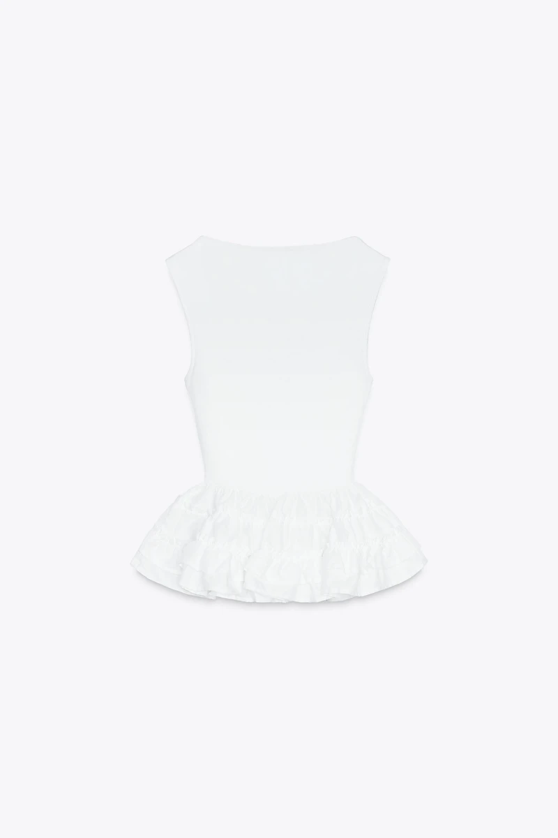 PEPLUM COMBINATION STRAP TOP