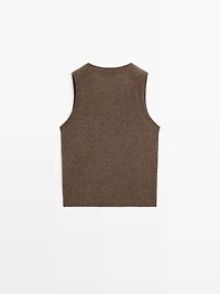 Top en laine mélangée avec poche