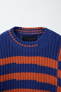 STRIPED CHUNKY KNIT SWEATER