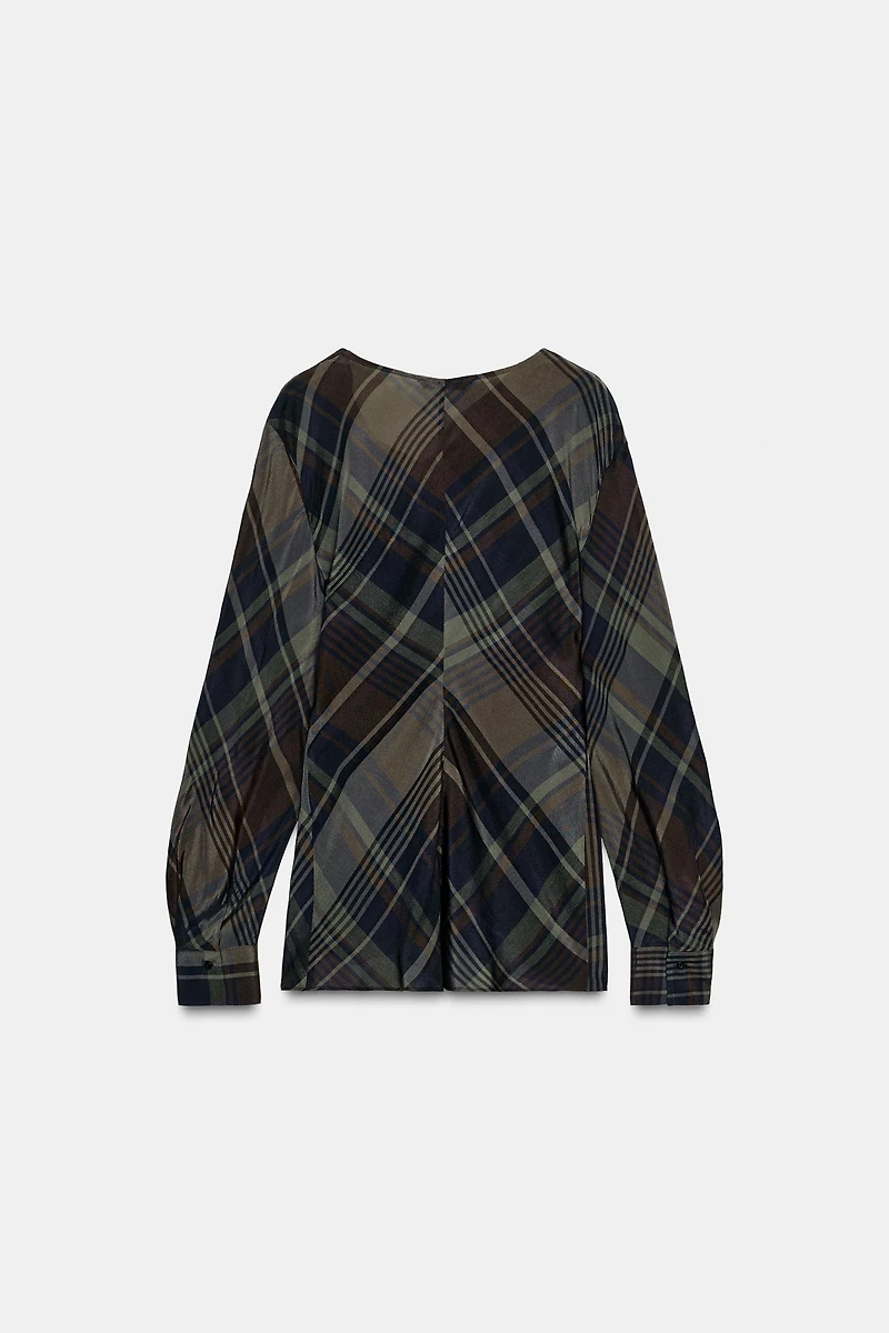 ZW COLLECTION PLAID DRAPED TOP