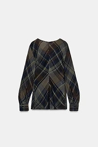 ZW COLLECTION PLAID DRAPED TOP
