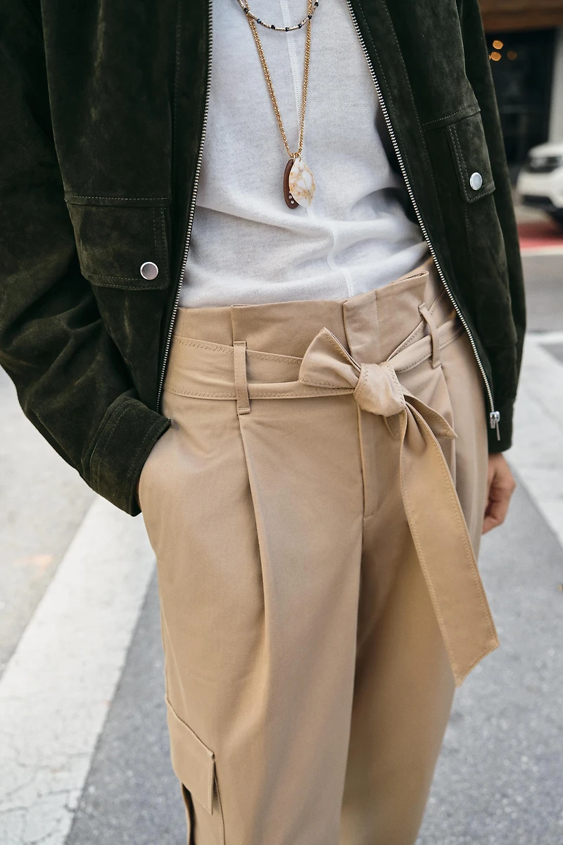 PANTALON PAPERBAG À POCHES CARGO