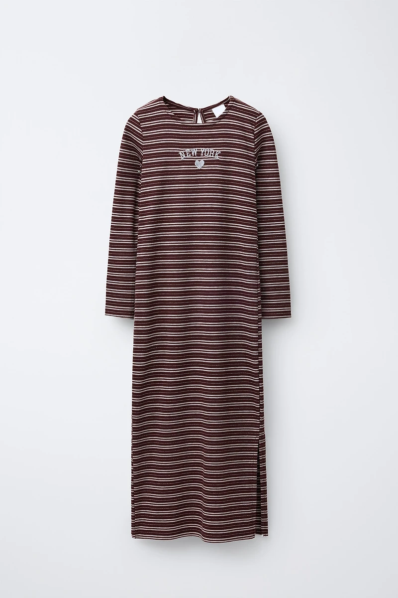 LONG RIB TEXT DRESS