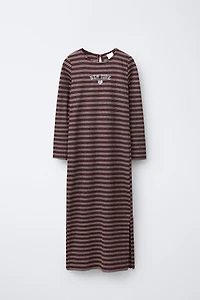 LONG RIB TEXT DRESS