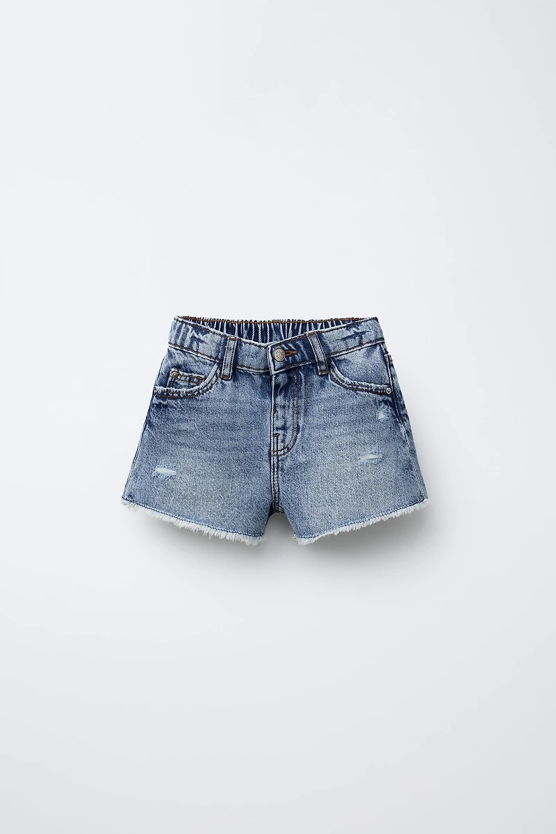 RIPPED HIGH WAIST DENIM SHORTS