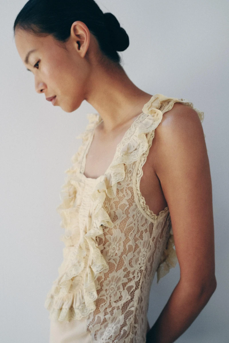 DRAPED LACE MAXI DRESS