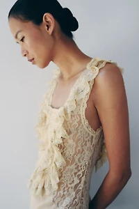 DRAPED LACE MAXI DRESS