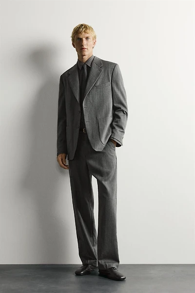 RELAXED FIT 100% WOOL SUIT BLAZER