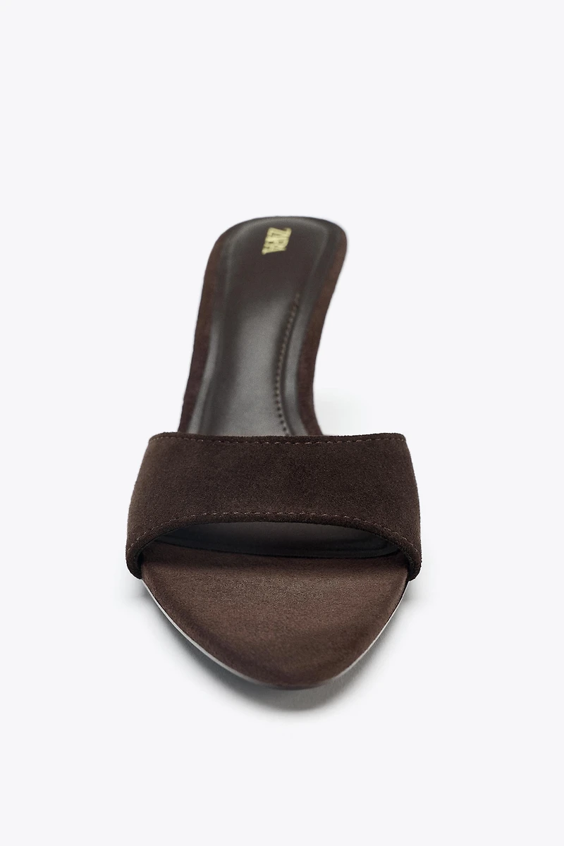 SPLIT LEATHER HEELED SANDALS