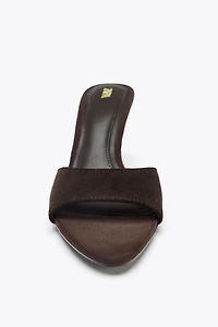 SPLIT LEATHER HEELED SANDALS