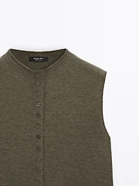 Cropped wool blend knit vest
