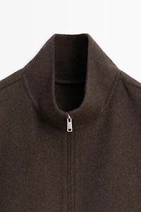 Wool blend high neck jacket