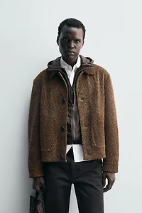 BLOUSON EN CUIR DAIM BROSSÉ