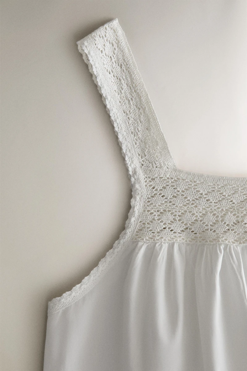 LACE STRAP COTTON NIGHTGOWN