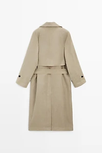 Linen blend trench coat with belt detail